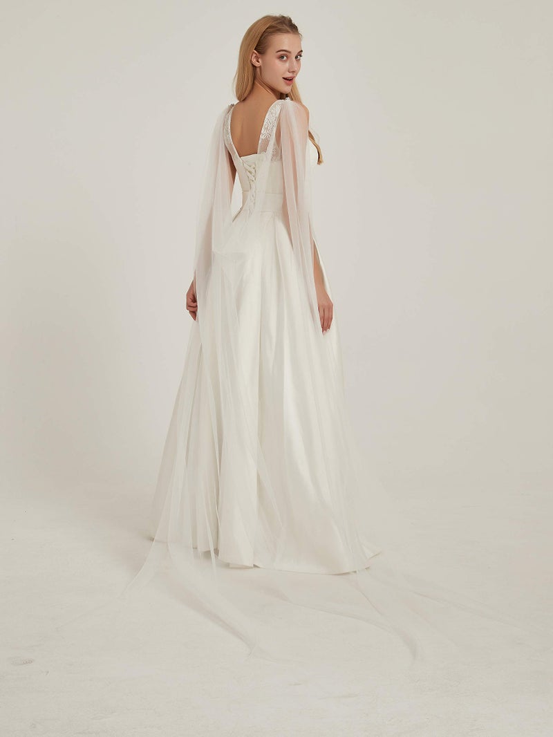 Leimandy Shoulder Cape Veil Tulle Church Bridal Cape Veil Chapel Wedding Engagement Ceremony B018 (Ivory) - Image 5